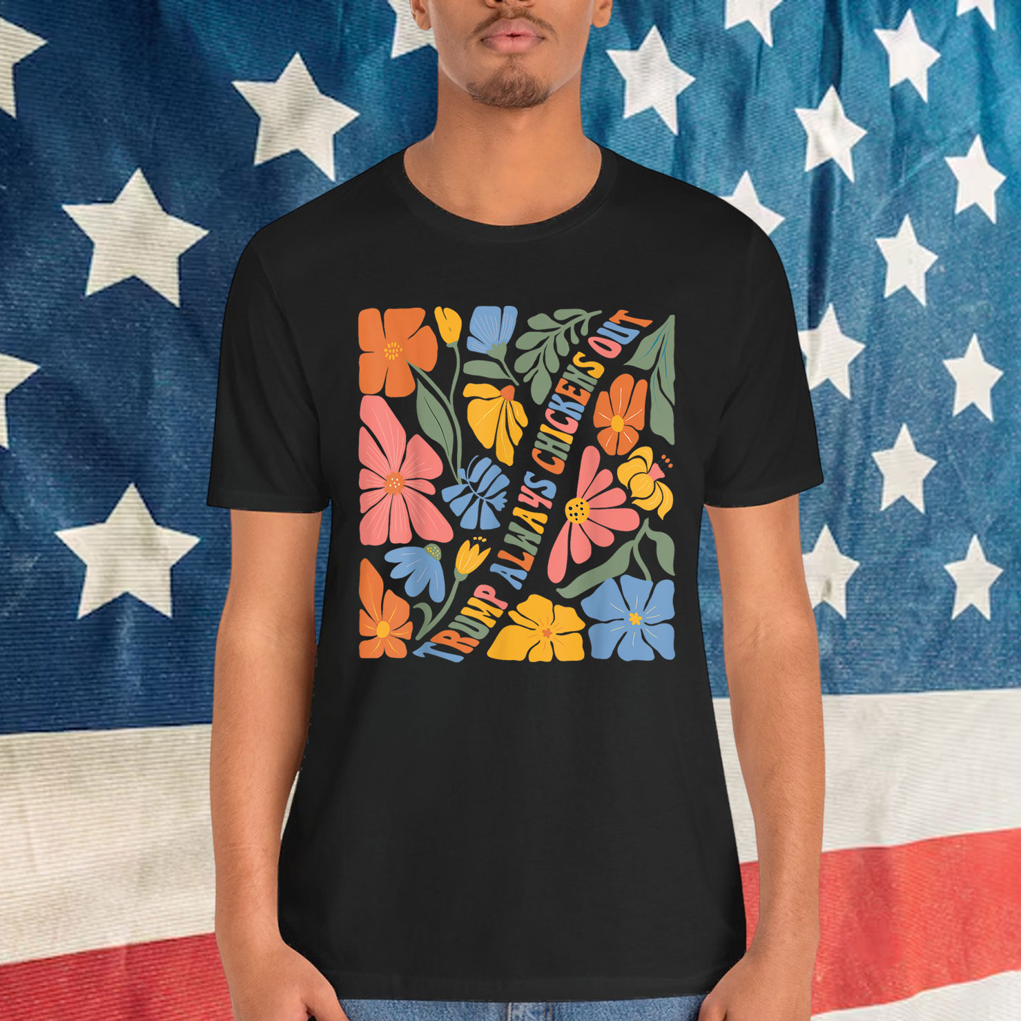 Boho Floral Funny Trump Always Chickens Out Shirt
