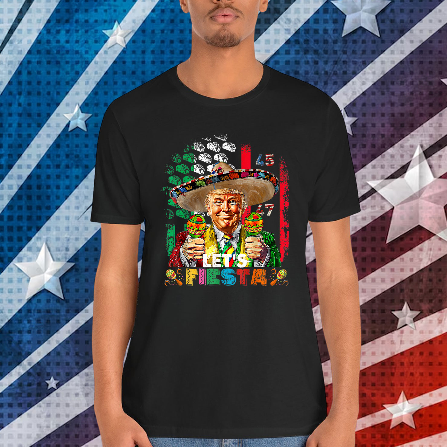 Cinco De Mayo Trump Taco Funny Mexican Trump Let's Fiesta Shirt