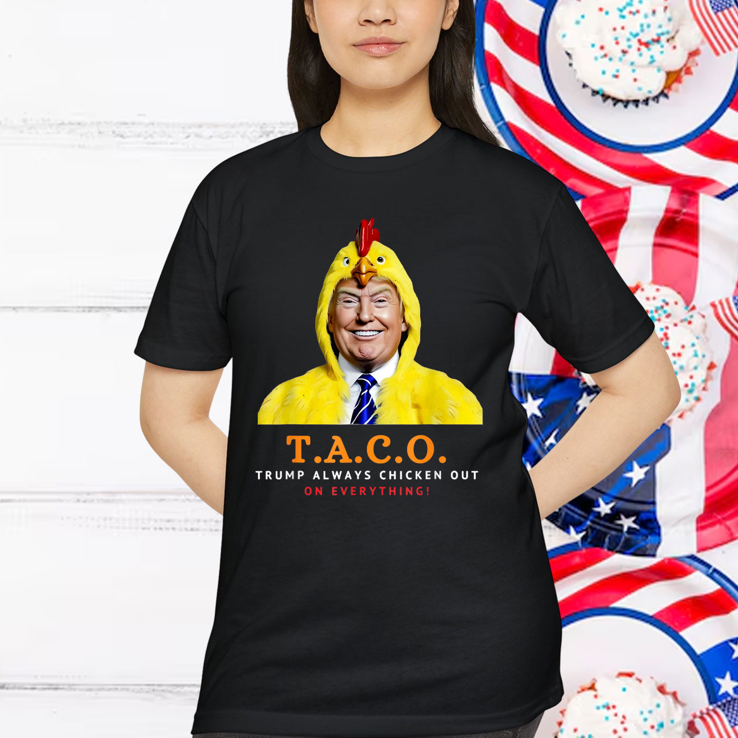 Let's Go Taco Trump Chickens Out Funny Chicken Shirt