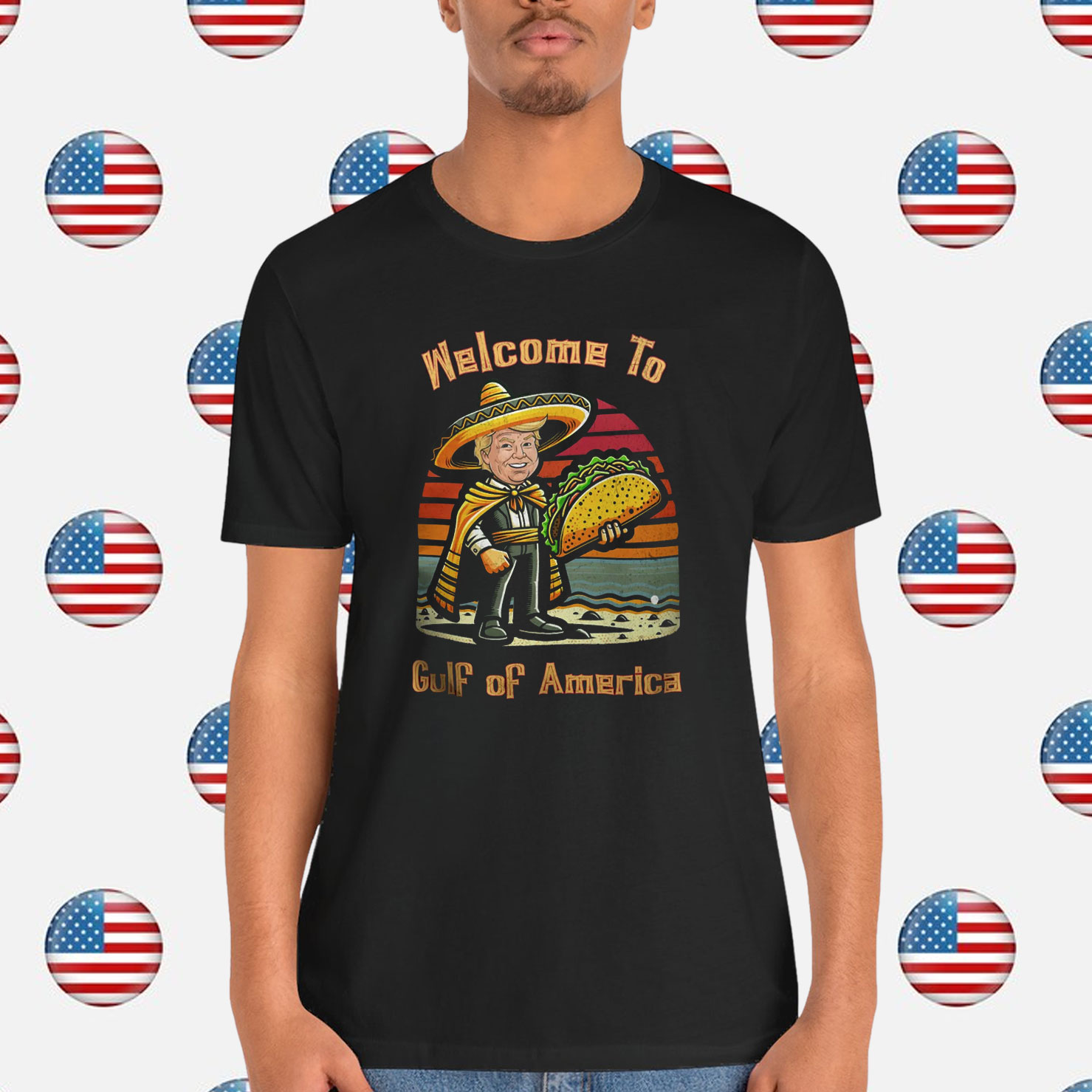 Trump Taco Gulf of America Retro Sunset Shirt