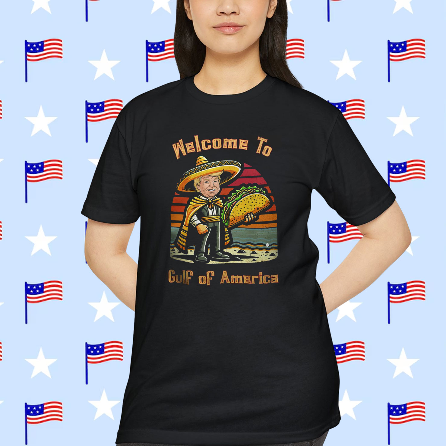 Trump Taco Gulf of America Retro Sunset Shirt