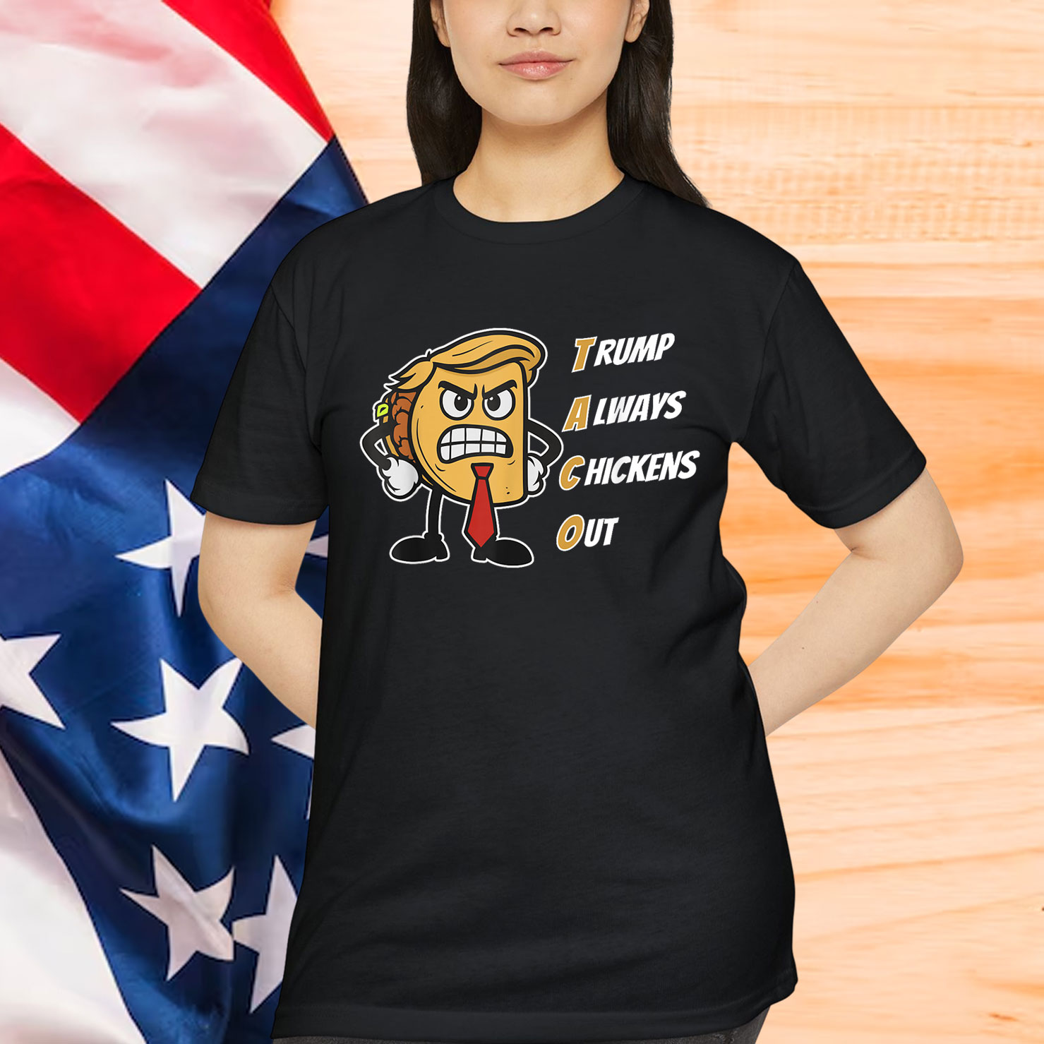 TACO Trump Always Chickens Out Funny Chicken T-Shirt