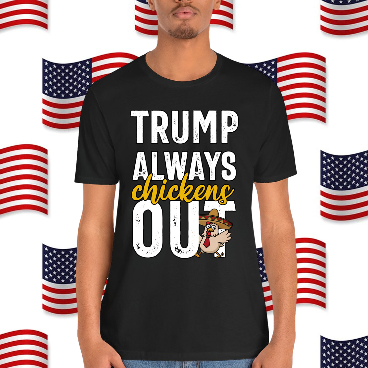 Taco Trump Always Out Funny Trendy Chicken T-Shirt