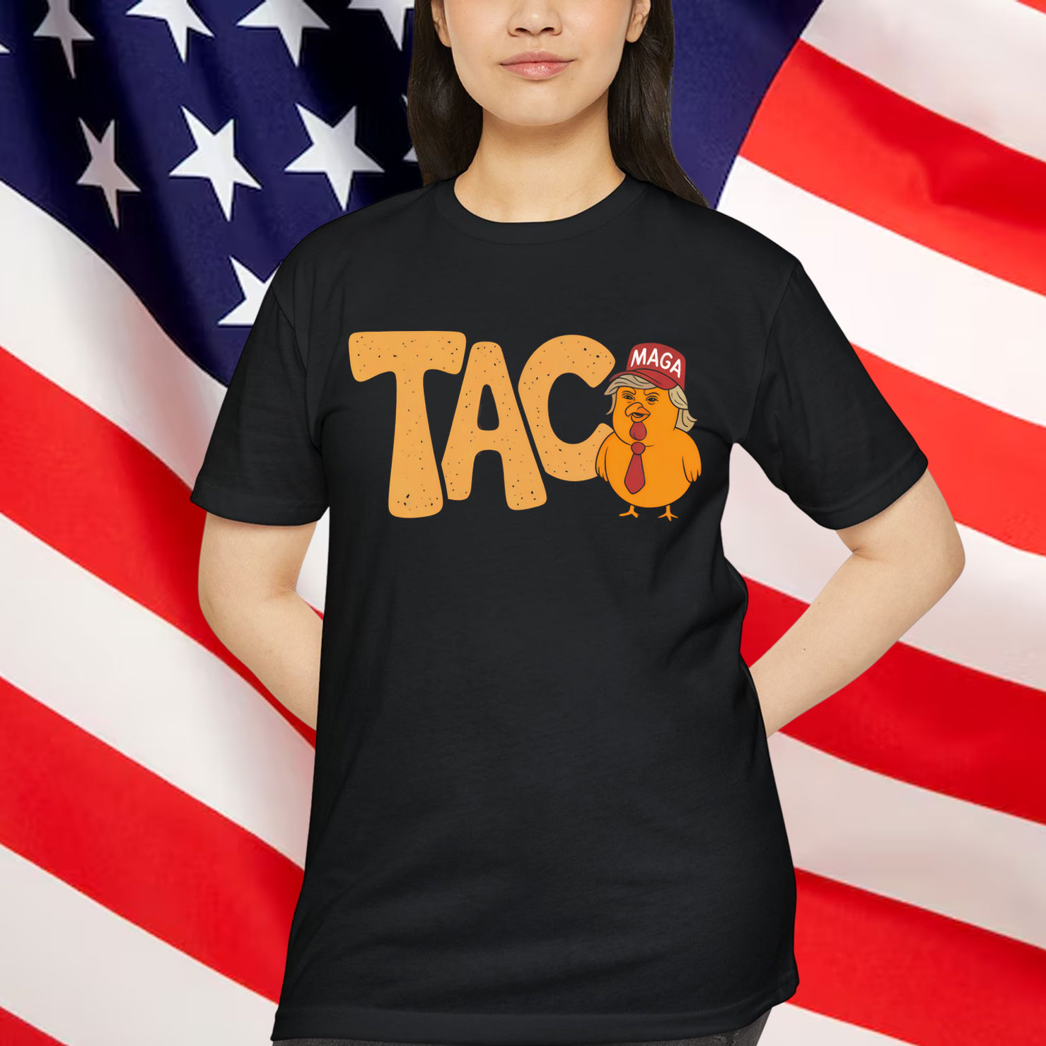 Taco Trump Always Chickens Out Funny Trendy Chicken T-Shirt