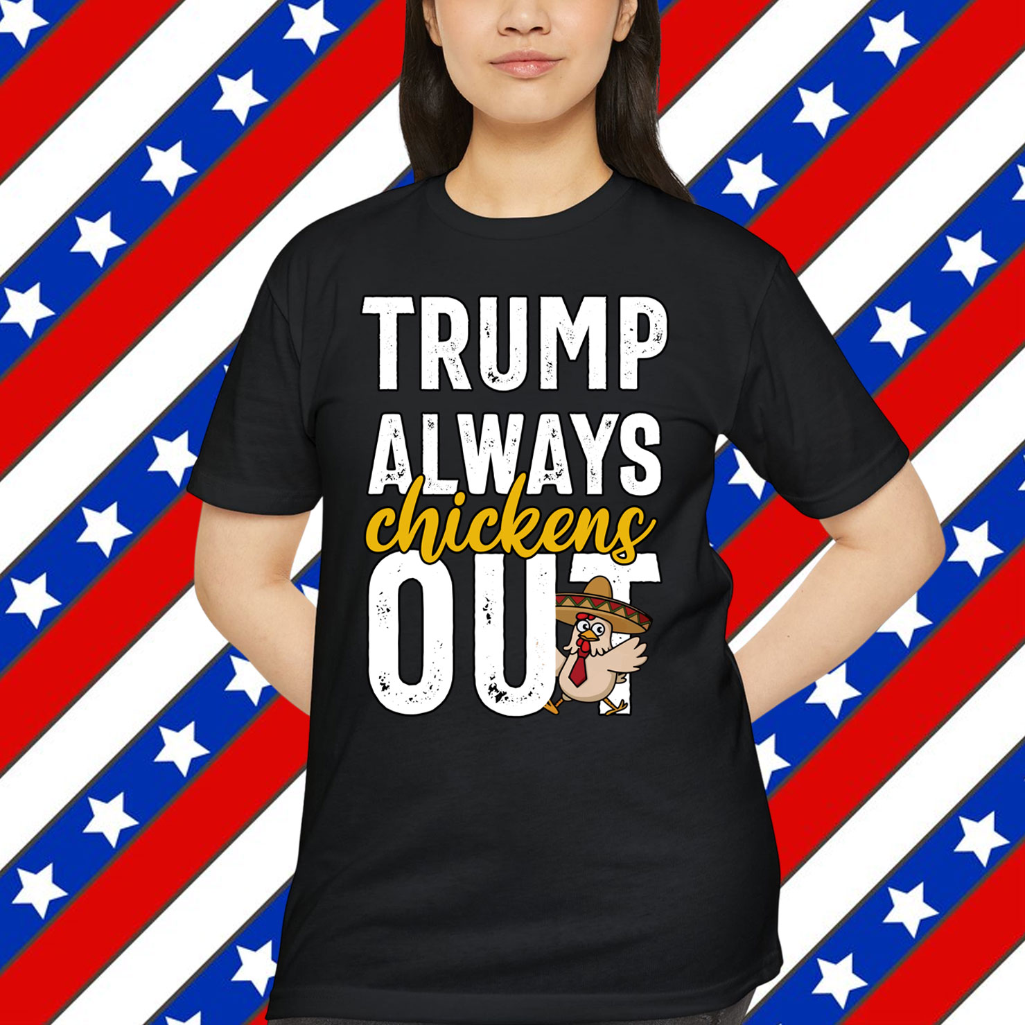 Taco Trump Always Chickens Out Funny Trendy T-Shirt