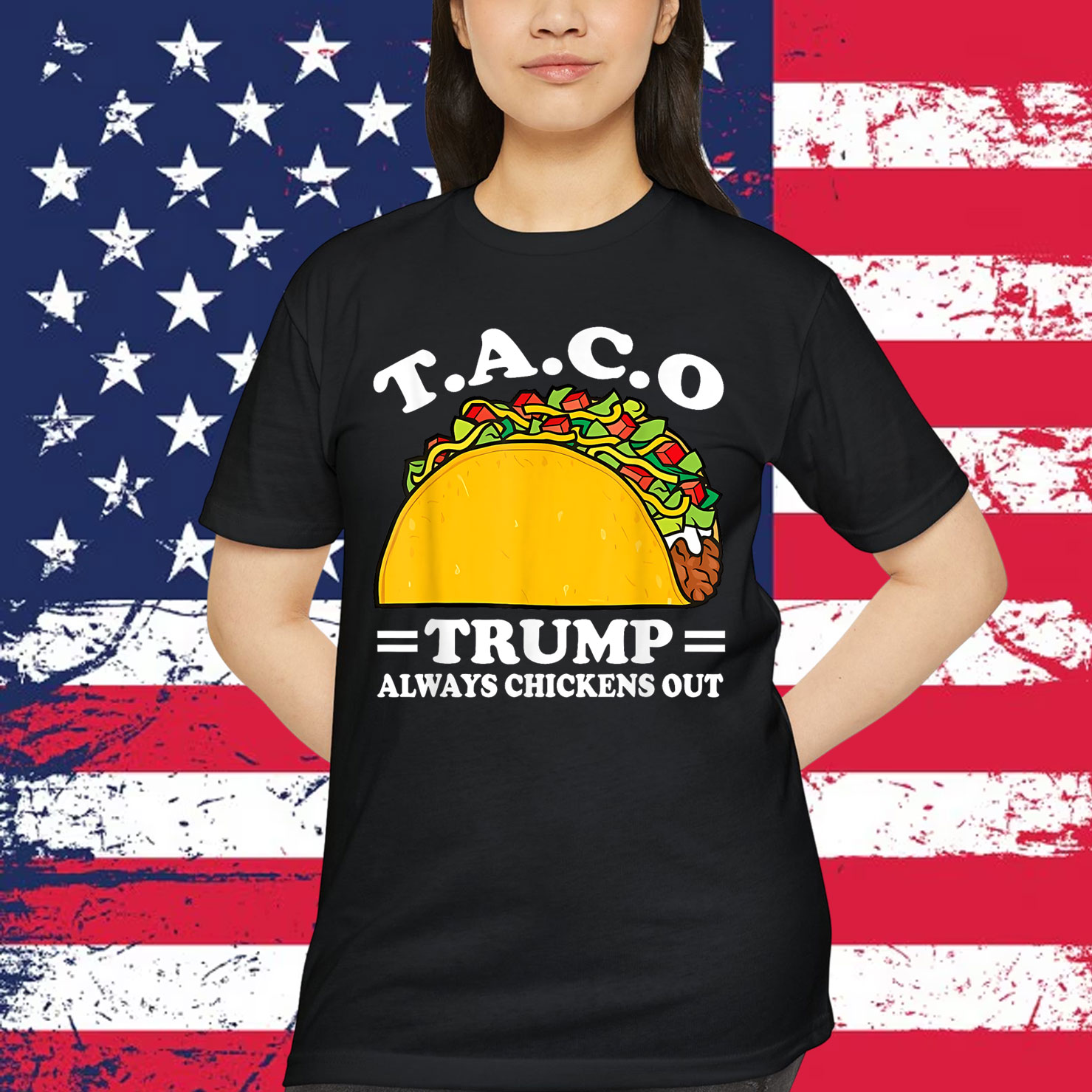Let's Go Trump Always Chickens Out Taco Funny T-Shirt