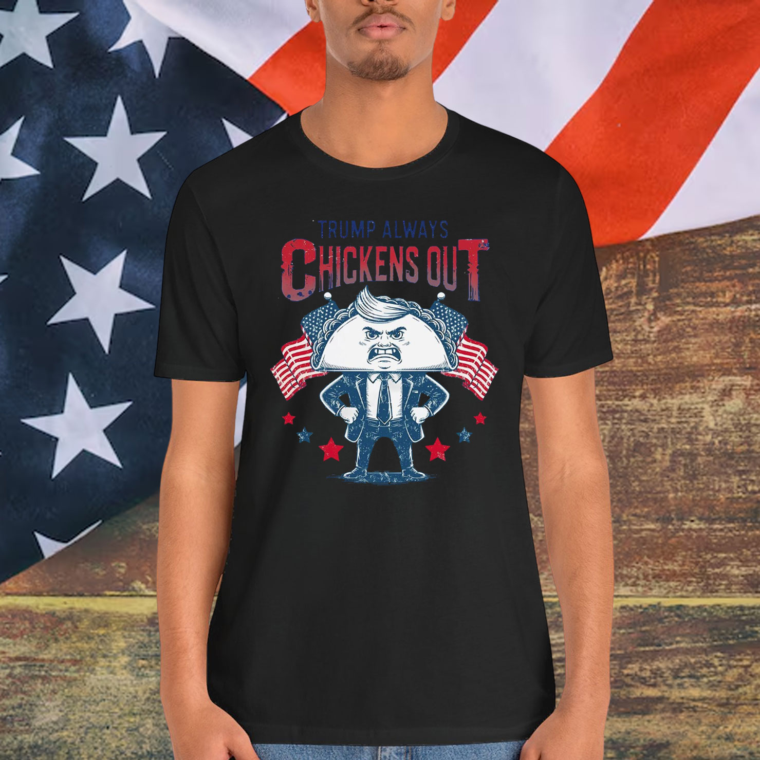 Trump Cartoon Chickens Out Funny T-Shirt