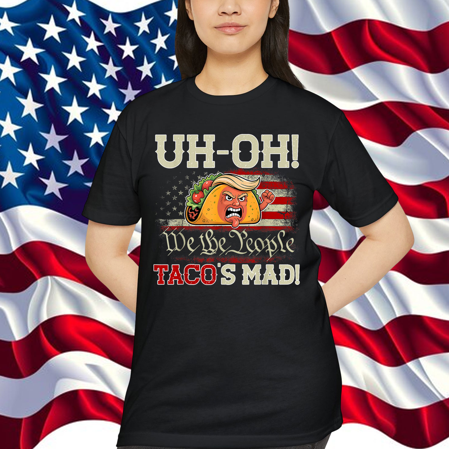Uh-oh Taco's Mad Funny Taco Trump Orange T-Shirt